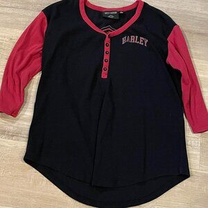 Harley-Davidson Ladies Pride Contrast Henley Top 1x 3/4 sleeve